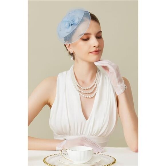 Fascinators Hats for Women - Tea Party Hat blue - Picture 5 of 6